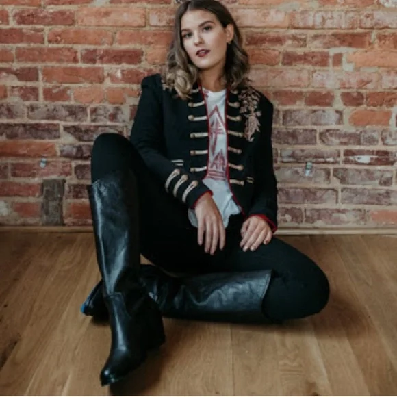 Frye Jackie Button Tall Black Leather Heeled Boot - Picture 3 of 7